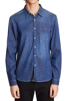  Casual Denim Shirt - Washed Pinstripe