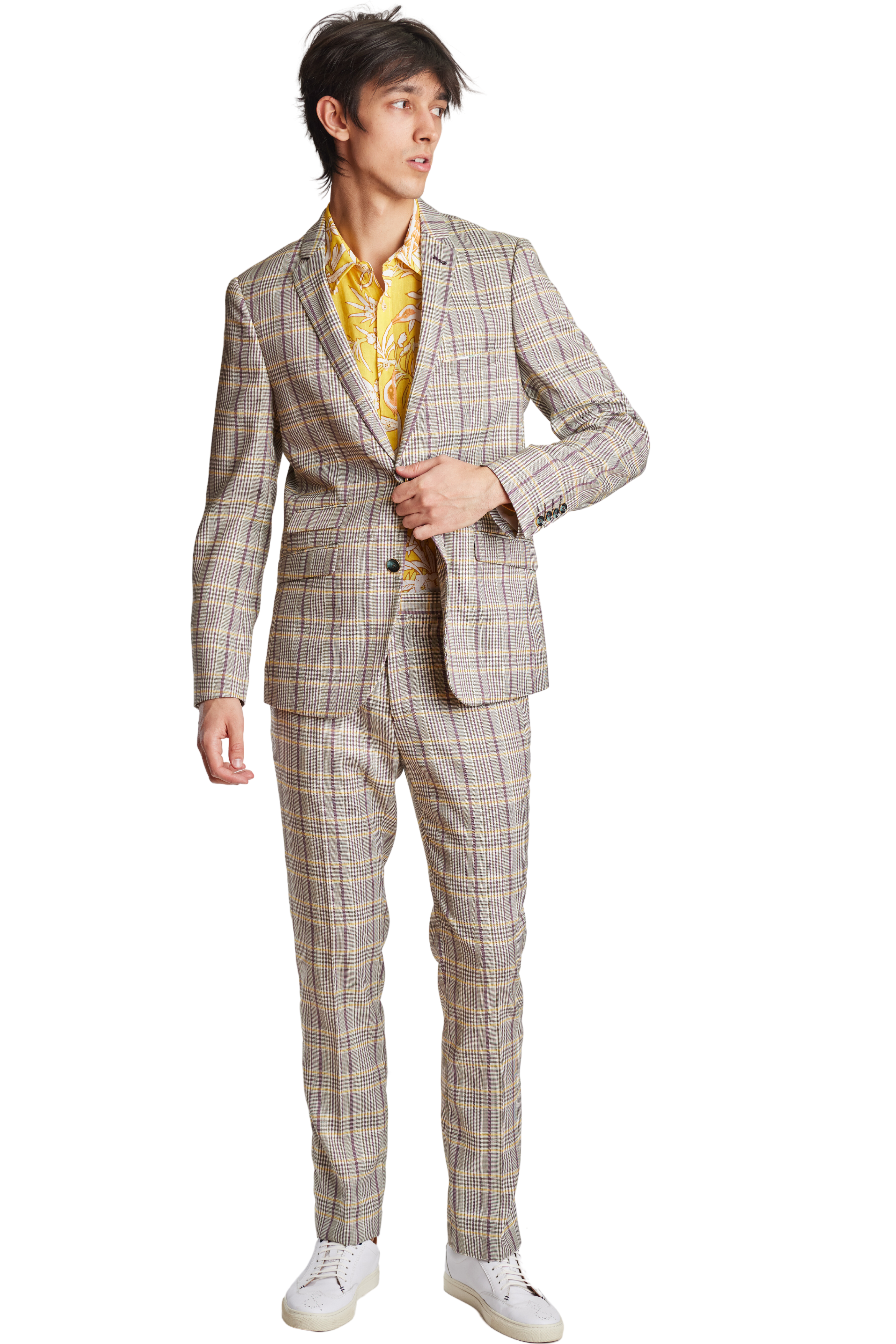 Dover Notch Jacket - slim - Olive Yellow Check